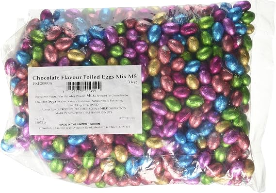 Foil Chocolate Mini Eggs 3KG - Approx 600 Mixed Colour Chocolate Eggs - Bulk Easter Hunt Treats - For Easter Parties &amp; Celebrations