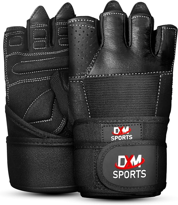 DXM SPORTS Weight Lifting Gym Workout Gloves with Wrist Wrap Support for Men & Women, Full Palm Protection Exercise Gloves for Weightlifting, Training, Fitness, Hanging, Pull ups