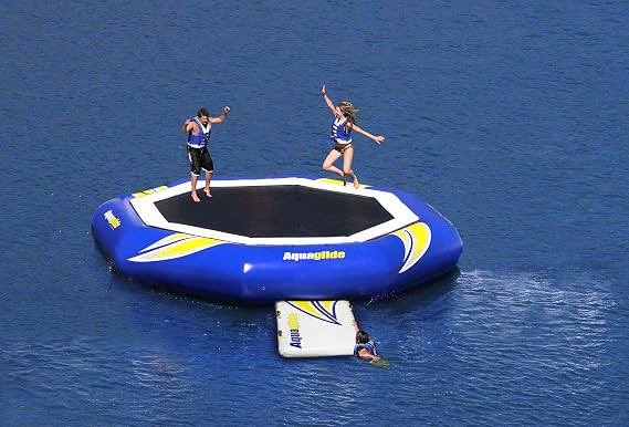 AQUAGLIDE Supertramp 23 with Swimstep - Floating Trampoline, Multicolor