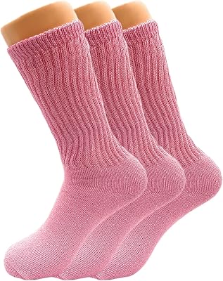 AWSAmerican Made Mid Calf Crew Socks for Women Cotton Cushioned Socks 3 Pairs