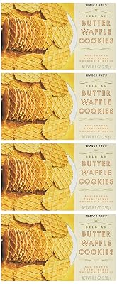 Trader Joes Belgian Butter Waffle Cookies ,8.8 Ounce Pack of 4