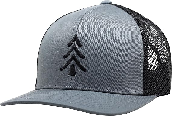 LINDO Trucker Hat [ Pine Tree Design ] for Men and Women: Mid Profile Cap with Breathable Mesh Back and Adjustable Snap