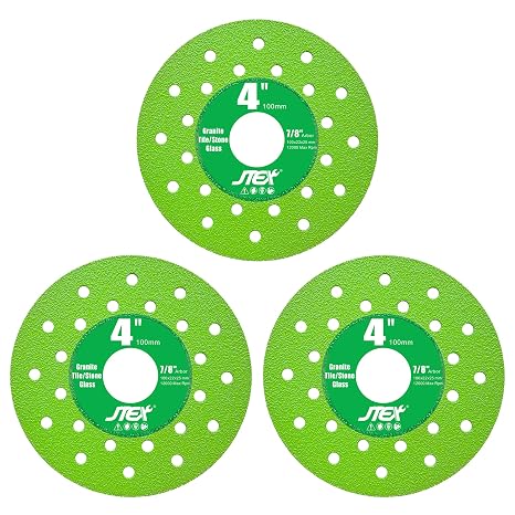 JTEX 4 Inch Diamond Angle Grinder Cutting Disc, 7/8" Arbor, Ultra-Thin Cutting Grinding for Rock Slab Tile Porcelain Ceramic Granite Marble Glass (3-Pack)