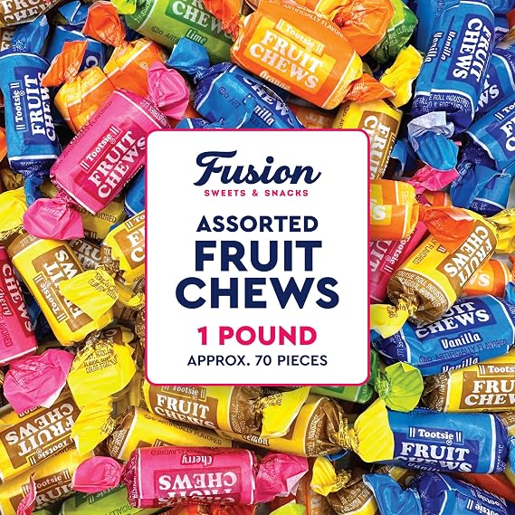 TootsieFruit Chews Taffy Candy, 1 LB Bag, Individually Wrapped, Gluten Free