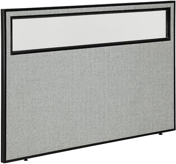 Global Industrial 60-1/4"W x 42" H Office Partition Panel with Partial Window, Gray
