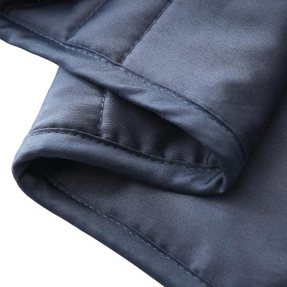 Weighted Comforter for Adults 15 lb Full/Queen (Navy Blue, 90"x90") | Cool & 100% Cotton | Glass Microbead Fill