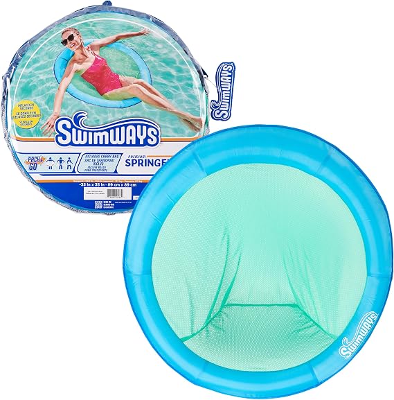 SwimWays Spring Float Papasan Inflatable Pool Lounger with Hyper-Flate Valve