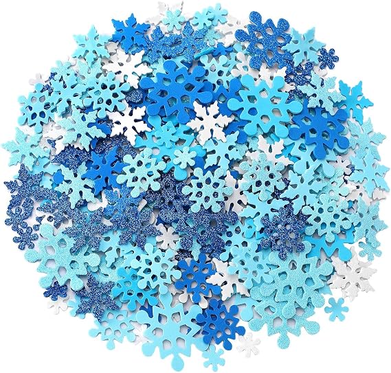 Snowflake Foam Stickers, SEPGLITTER 600Pcs Winter Glitter Snowflake Pattern Self-Adhesive EVA Foam Stickers for DIY Craft Projects Winter Christmas Decorations Supplies