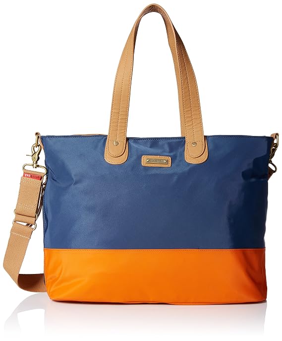 Storksak Color Block Tote Diaper Bag, Navy/Orange
