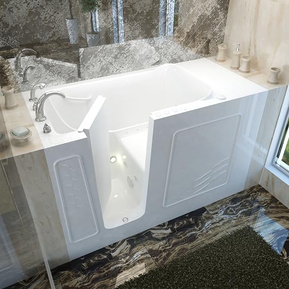 3060WILWD 30x60 Left Drain White Whirlpool & Air Jetted Walk-In Bathtub