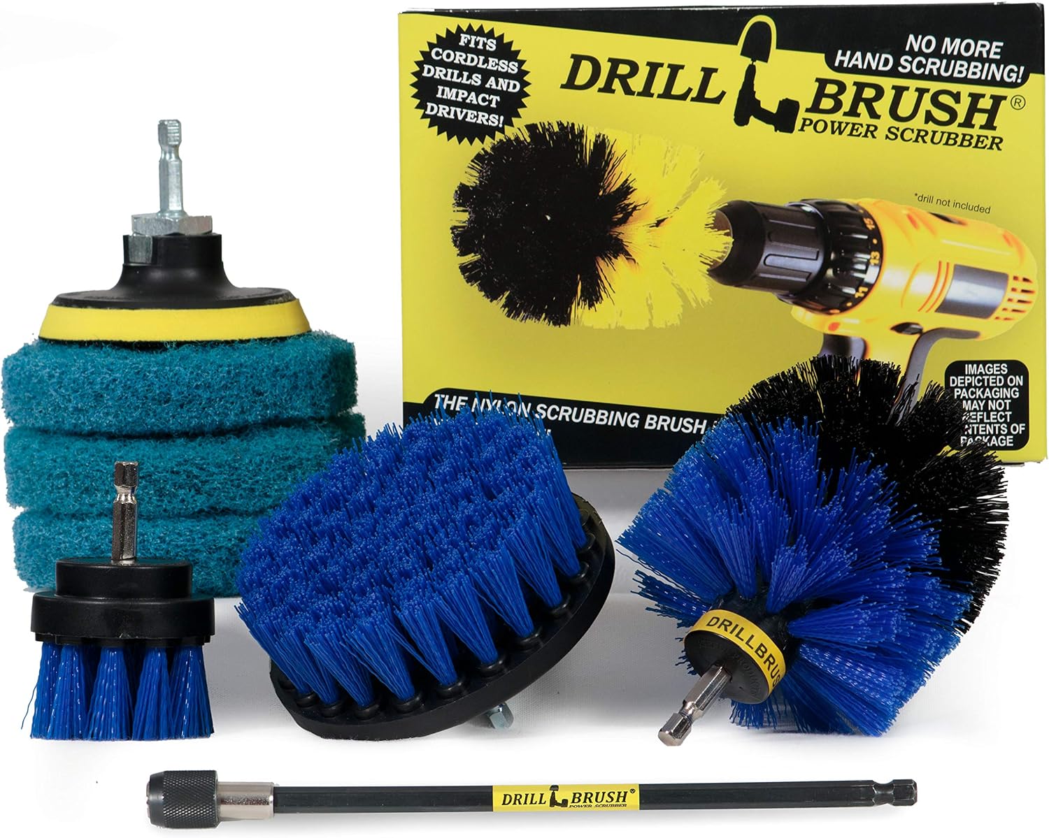 Drillbrush Cleaning Tools - Cordless Drill Accessories - Drill Brush Scrubber Attachments - Pool Cleaner - Home Cleaning Brushes - Kitchen Scrub Brush - Kitchen Cleaner Pads - Stove Brush - Counters