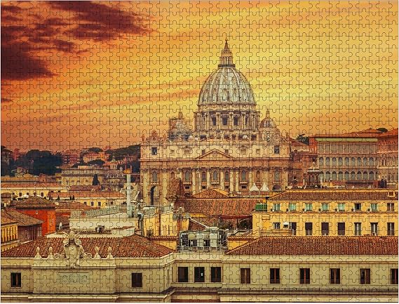 Jigsaw Puzzles 1000 Pieces for Adults Rome City Vatican Skyline View Premium Wooden Perfect Interlocking Clear Printing