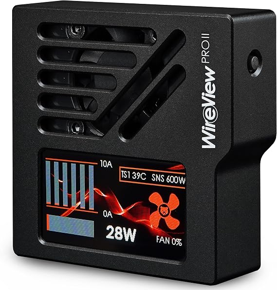 Thermal Grizzly WireView Pro II GPU Black Normal - GPU Monitoring Device for 12V-2x6 and 12VHPWR Graphics Cards with Per-Pin Current Monitoring, TFT-IPS Display and 90-Degree Cable Routing