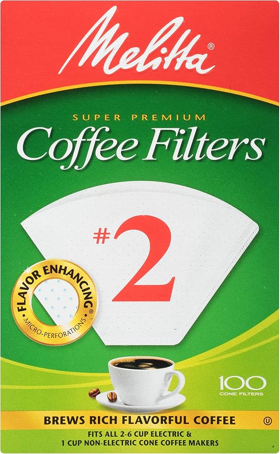 Melitta #2 Cone Coffee Filters, White, 100 Count - Packaging May Vary