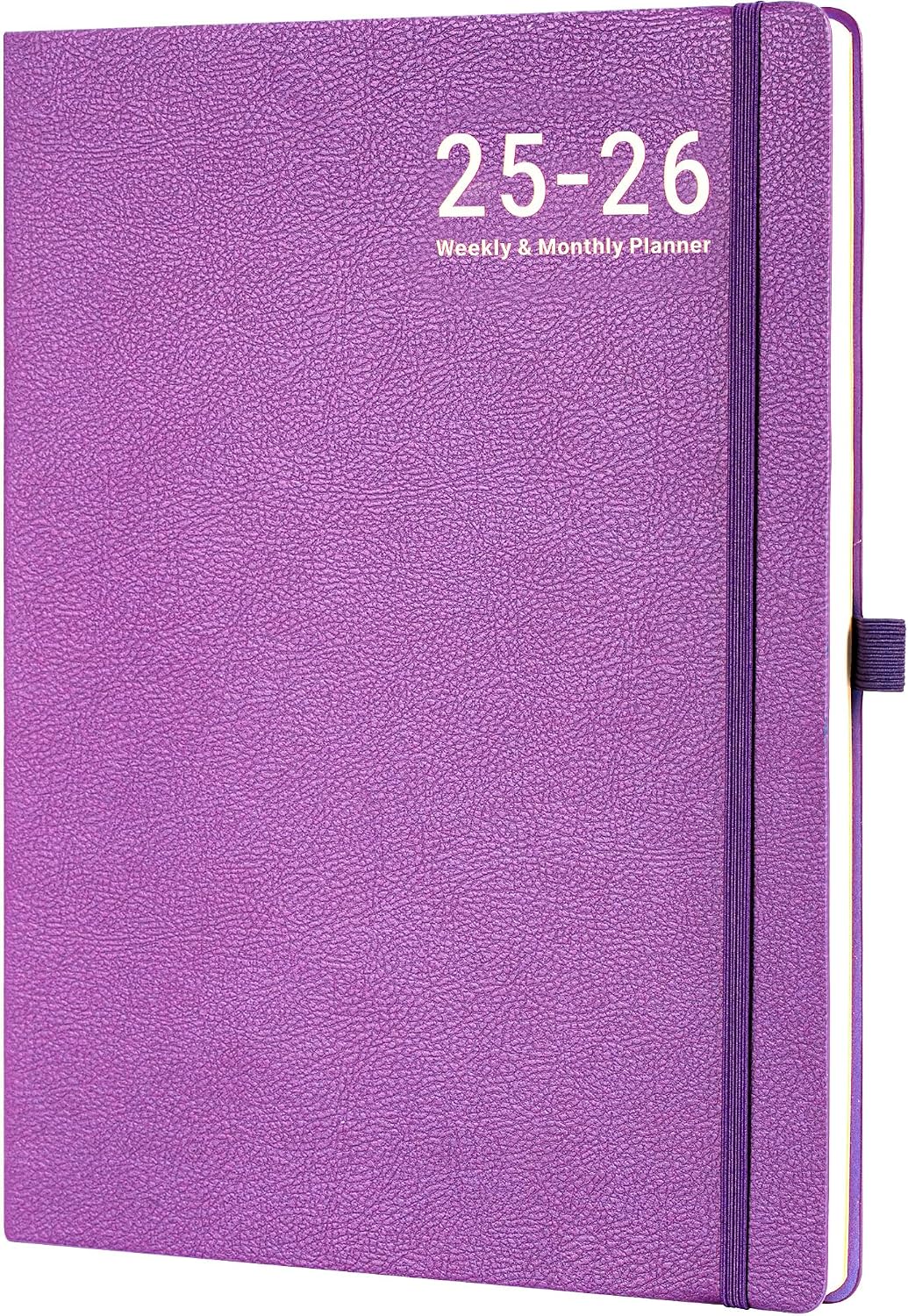 Planner 2025-2026 - JUL 2025 - JUN 2026, Academic Planners 2025-2026, Weekly and Monthly planner, 8.5 x 11, Leather Cover Planners with Thick Paper, Back Pocket with Notes Pages, Purple