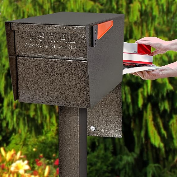 Mail Boss Mail Manager Street Safe Rear Access Locking Post Mount Mailbox