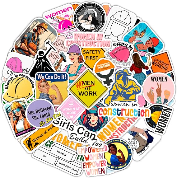 Hard Hat Stickers for Women Construction and Other Hard Hat Jobs Decals - Hardhat Accessories, Gifts for Women & Men