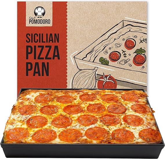 Chef Pomodoro Deep Dish Pizza Pan, Sicilian Pizza Pan, Baking Dish 13.2 In