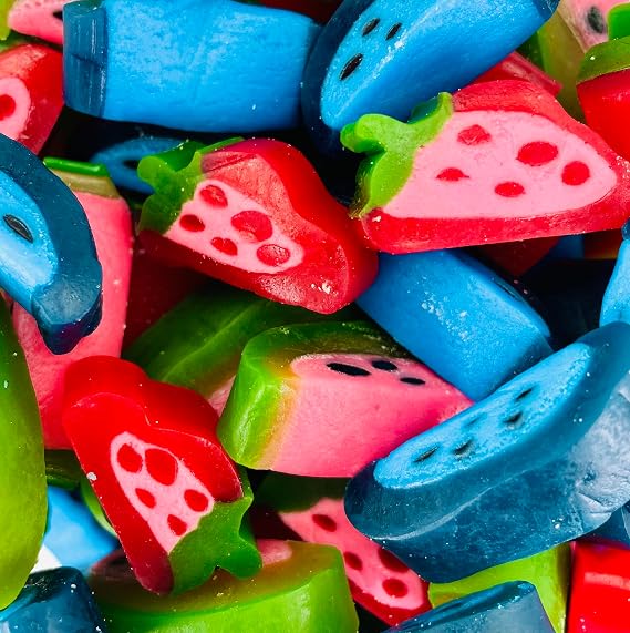 Peelable Sweets Mix 1kg Bag Pouch Strawberry Watermelon Blue Raspberry Liquorice Slices Candy