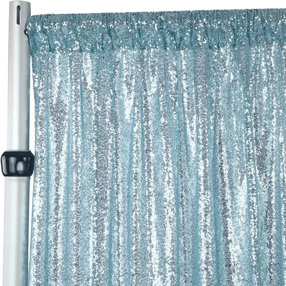 CVL Glitz Sequin Mesh Net Photo Drape/Backdrop Panel Curtain w/4" Rod Pockets 10Ft X 52"(1 Panel Only) Baby Blue for Birthday, Photoshoot, Wedding, Anniversary, Christmas, New Year Party Stage Decor