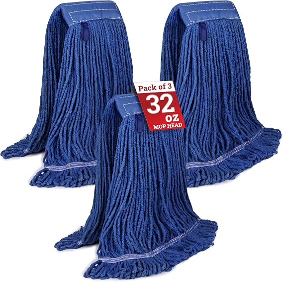 KLEEN HANDLER 32 oz Loop End Commercial Mop Head Replacement, 3-Pack