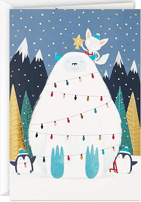Hallmark UNICEF Boxed Christmas Cards, Yeti 12 Cards and 13 Envelopes