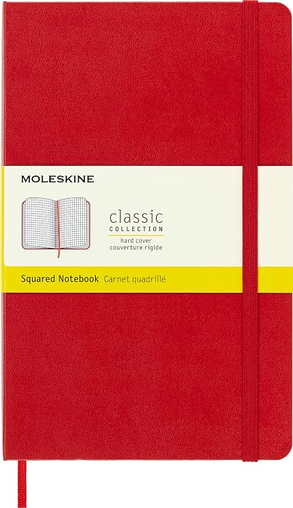 Moleskine Classic Notebook, Large, Squared, Red, Hard Cover (5 x 8.25)