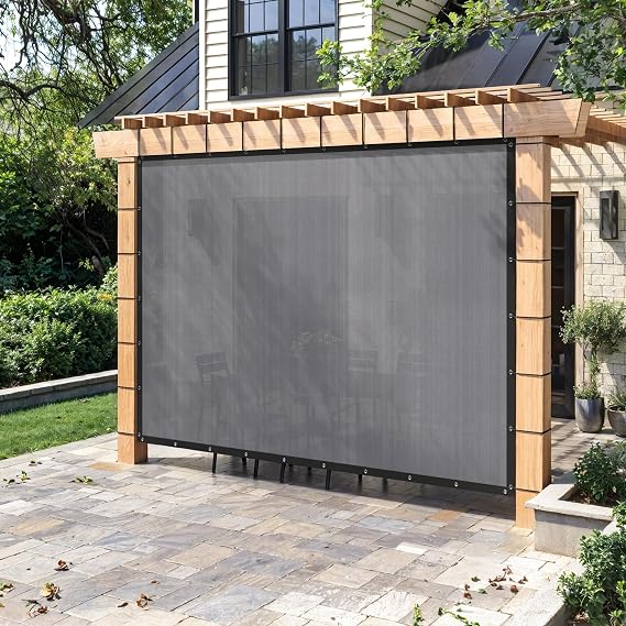 90% Sun Shade Cloth with Grommets 3X6 FT, Outdoor Pergola Shade Cover, Heavy-Duty Mesh Tarp Patio Sun Screen for Lawn Garden Backyard, Grey
