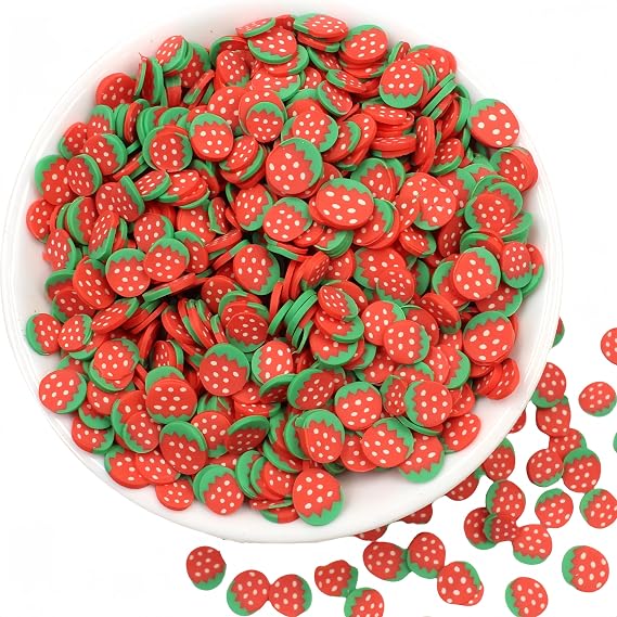 200g Tiny Fruit Slices Charms Cute Set for Resin Polymer Clay Slime Making 3D Fimo Fruits Sticker Bulk for DIY Crafts Nail Art Lip Gloss Supplies Cellphone Decoration Accessories (strawberry1)