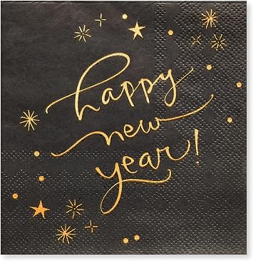 American Greetings 50-Count 5 in. x 5 in. Beverage Napkins, Kathy Davis New Years Eve Party Supplies