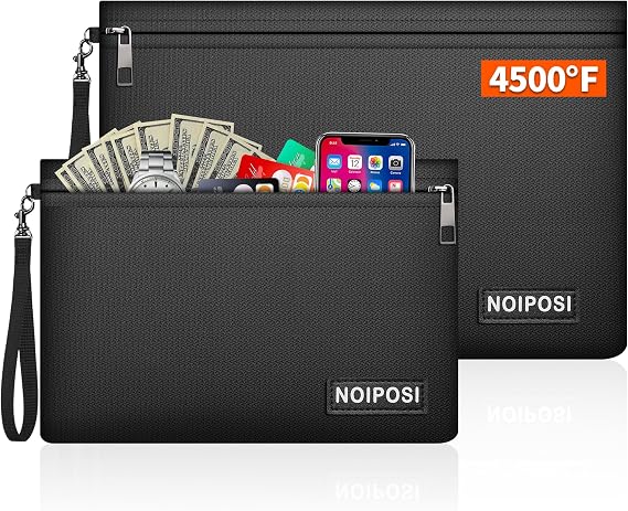 Noiposi 2 Set Fireproof Document Bags(28x19.5cm & 36x26.5cm)