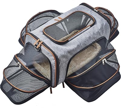 4 Side Expandable Cat Carrier and Small Dog Carrier by Pet Peppy- Expandable Sides Creates Twice The Space for Pets - Perfect Cat Travel Bag | Dog Travel Bag - Airline Approved Pet Carrier!
